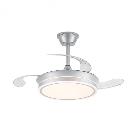 Ventilador LED aspas retráctiles Miso Evo Mini Plata CCT Dim (46W)