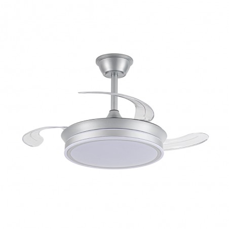 Ventilador LED aspas retráctiles Miso Evo Mini Plata CCT Dim (46W)