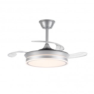Ventilador LED aspas retráctiles Miso Evo Mini Plata CCT Dim (46W)