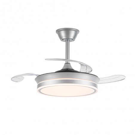 Ventilador LED aspas retráctiles Miso Evo Mini Plata CCT Dim (46W)