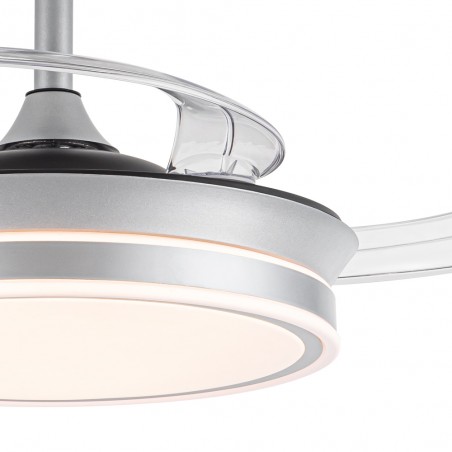 Ventilador LED aspas retráctiles Miso Evo Mini Plata CCT Dim (46W)