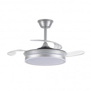 Ventilador LED aspas retráctiles Miso Evo Mini Plata CCT Dim (46W)