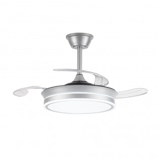 Ventilador LED aspas retráctiles Miso Evo Mini Plata CCT Dim (46W)