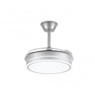 Ventilador LED aspas retráctiles Miso Evo Mini Plata CCT Dim (46W)