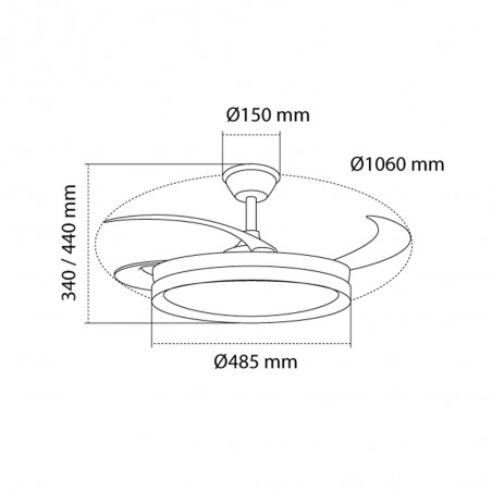 Ventilador LED con aspas retráctiles Nestera Eco Blanco CCT Dim (45W)