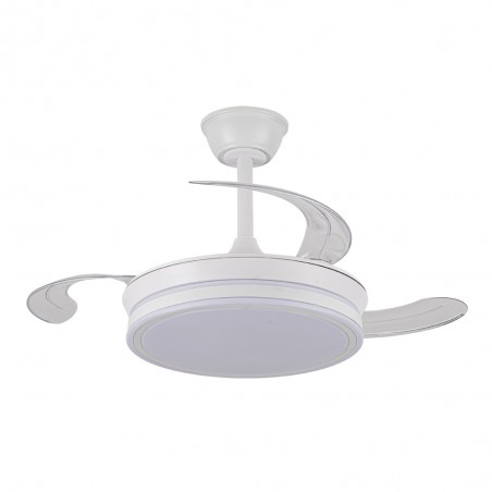 Ventilador LED aspas retráctiles Miso Evo Mini Blanco CCT Dim (46W)