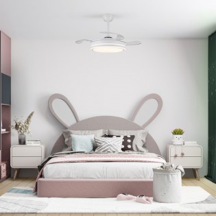 Ventilador LED aspas retráctiles Miso Evo Mini Blanco CCT Dim (46W)