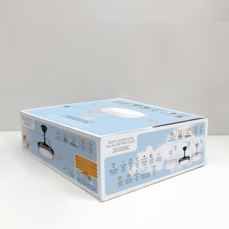 Ventilador LED aspas retráctiles Miso Evo Mini Blanco CCT Dim (46W)