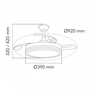 Ventilador LED aspas retráctiles Miso Evo Mini Blanco CCT Dim (46W)