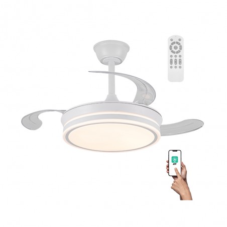 Ventilador LED aspas retráctiles Miso Evo Mini Blanco CCT Dim (46W)