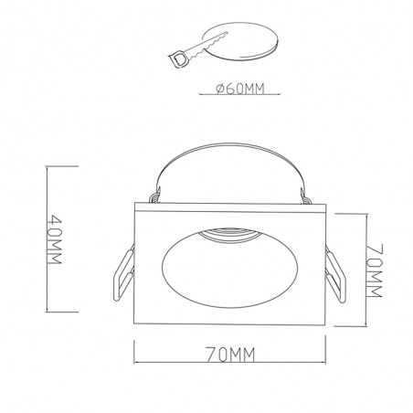 Empotrable de techo cuadrado blanco GU10 PAR11