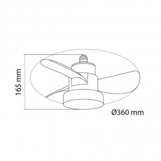 Ventilador LED rosca E27 Debu Negro CCT Dim (15W)