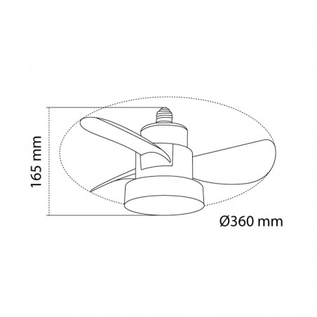 Ventilador LED rosca E27 Debu Negro CCT Dim (15W)