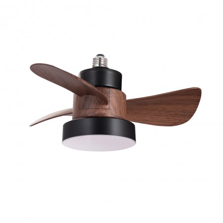 Ventilador LED rosca E27 Debu Negro+Madera CCT Dim (15W)