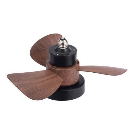 Ventilador LED rosca E27 Debu Negro+Madera CCT Dim (15W)