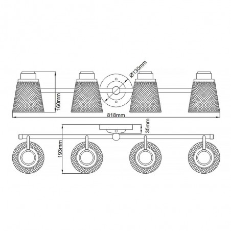 Aplique de pared para baños Hudson (4 luces)