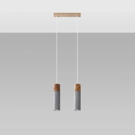 Lámpara colgante Nato gris, 2 luces