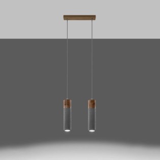 Lámpara colgante Nato gris, 2 luces