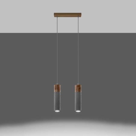 Lámpara colgante Nato gris, 2 luces