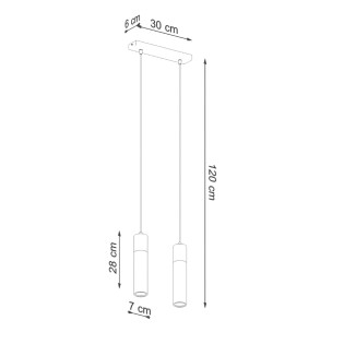 Lámpara colgante Nato gris, 2 luces
