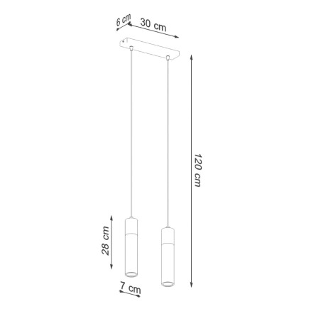 Lámpara colgante Nato gris, 2 luces