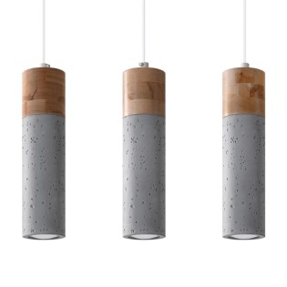 Lámpara colgante Nato gris, 3 luces