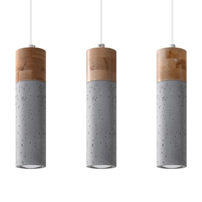 Lámpara colgante Nato gris, 3 luces