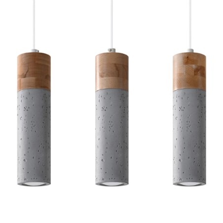 Lámpara colgante Nato gris, 3 luces