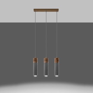Lámpara colgante Nato gris, 3 luces