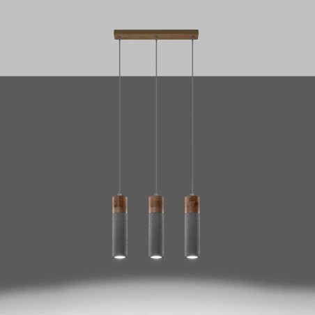Lámpara colgante Nato gris, 3 luces