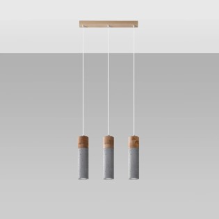 Lámpara colgante Nato gris, 3 luces