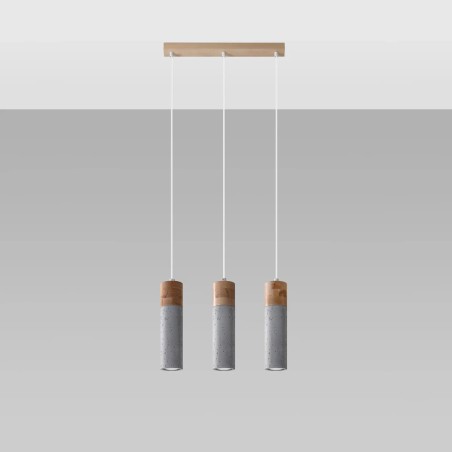 Lámpara colgante Nato gris, 3 luces