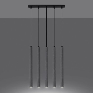 Lámpara colgante Vacu 5 luces , cemento