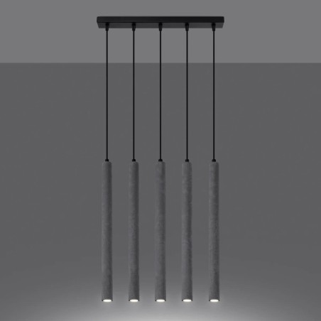 Lámpara colgante Vacu 5 luces , cemento