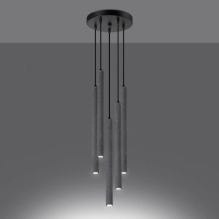 Lámpara colgante Vacu 5 luces , cemento