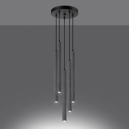 Lámpara colgante Vacu 5 luces , cemento
