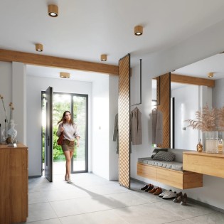 Foco de superficie Inreea 2 luces, madera natural