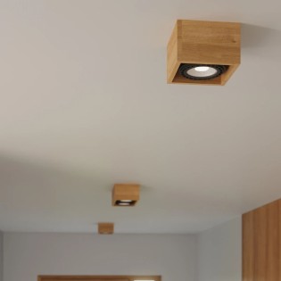 Foco de superficie Eaxa 1 luz, madera natural