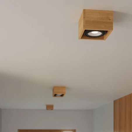 Foco de superficie Eaxa 1 luz, madera natural