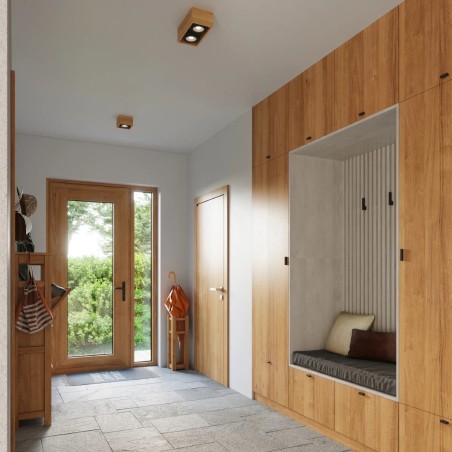 Foco de superficie Eaxa 1 luz, madera natural