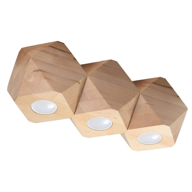 Regleta Mion 3 luces, madera natural
