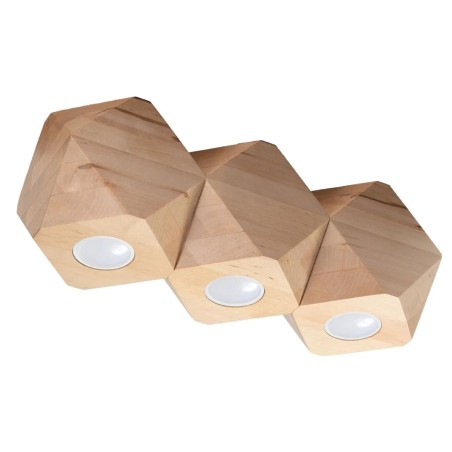 Regleta Mion 3 luces, madera natural