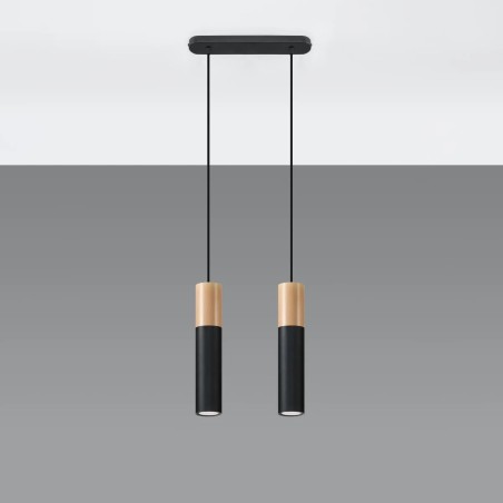 Lámpara colgante Vira negro, 2 luces