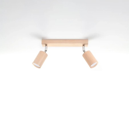 Regleta Orel 2 luces, madera natural