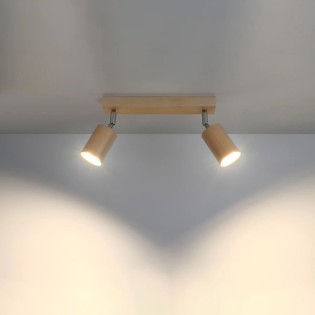 Regleta Orel 2 luces, madera natural