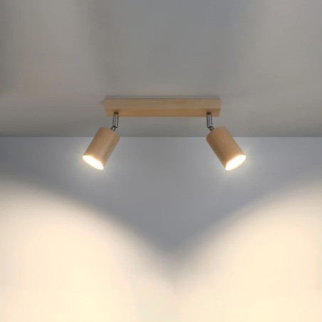 Regleta Orel 2 luces, madera natural