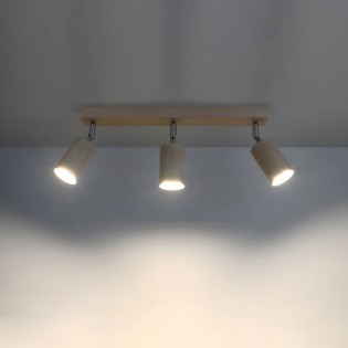 Regleta Orel 3 luces, madera natural