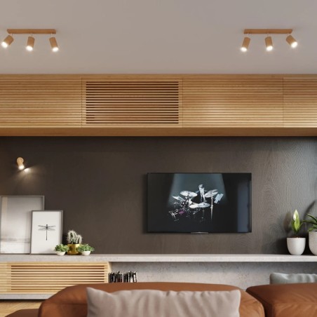 Regleta Orel 3 luces, madera natural