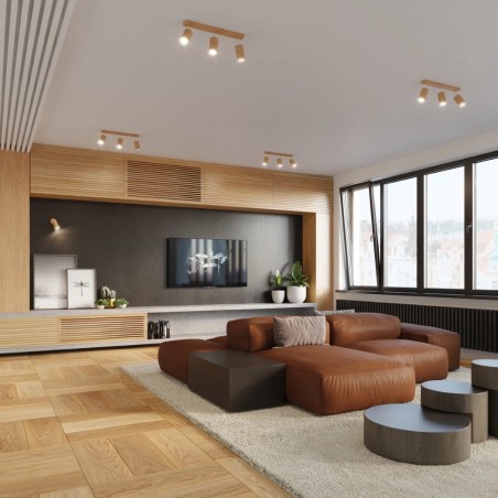 Regleta Orel 3 luces, madera natural