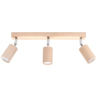 Regleta Orel 3 luces, madera natural